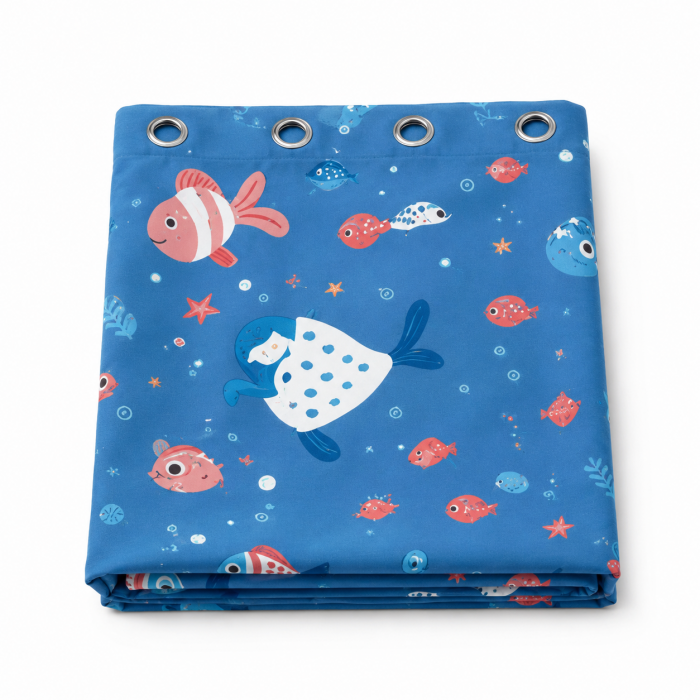 Παιδική κουρτίνα Ocean Friends με ψαράκια και κρίκους 270x280cm