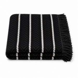 Ριχτάρι Chenille Με Κρόσια Sahara Chevron Woven Throw Μαύρο 180x320cm ForHome 633281 