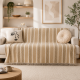 Μπεζ ριχτάρι Chenille με κρόσια Sahara Chevron 180x180cm