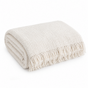 Ριχτάρι Chenille Sofa Throw – White Με Κρόσια 180x320cm ForHome 5536318