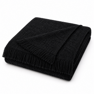 Ριχτάρι Chenille Sofa Throw – Black Με Κρόσια 180x320cm ForHome 5509318