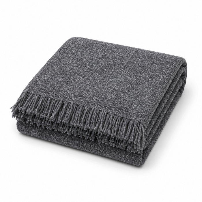 Ριχτάρι Chenille γκρι με κρόσια 180x180cm