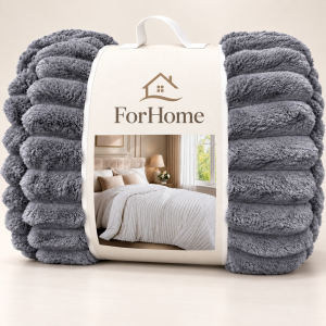 Κουβερτοπάπλωμα Υπέρδιπλο 220x240cm 3KG Extra Soft με Ανάγλυφες Ρίγες Γκρί ForHome 557701