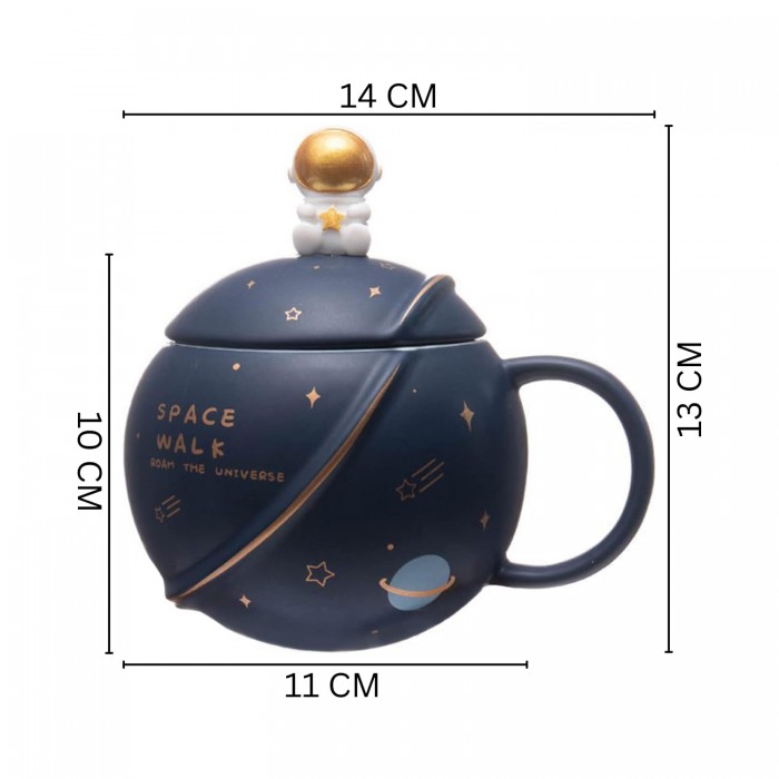 Κούπα πορσελάνης με καπάκι 360ml Space Blue με σχέδιο διάστημα