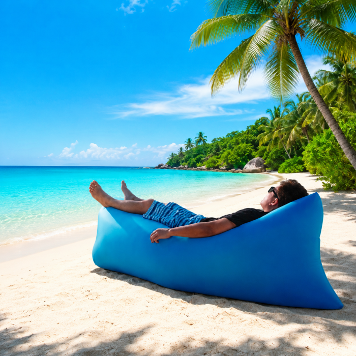 Φουσκωτό στρώμα ξαπλώστρα Summer Relax Blue 190x63cm για παραλία και camping