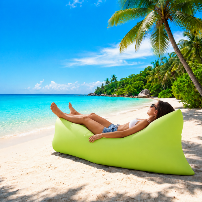 Φουσκωτό στρώμα ξαπλώστρα Summer Relax Green 190x63cm για παραλία και camping