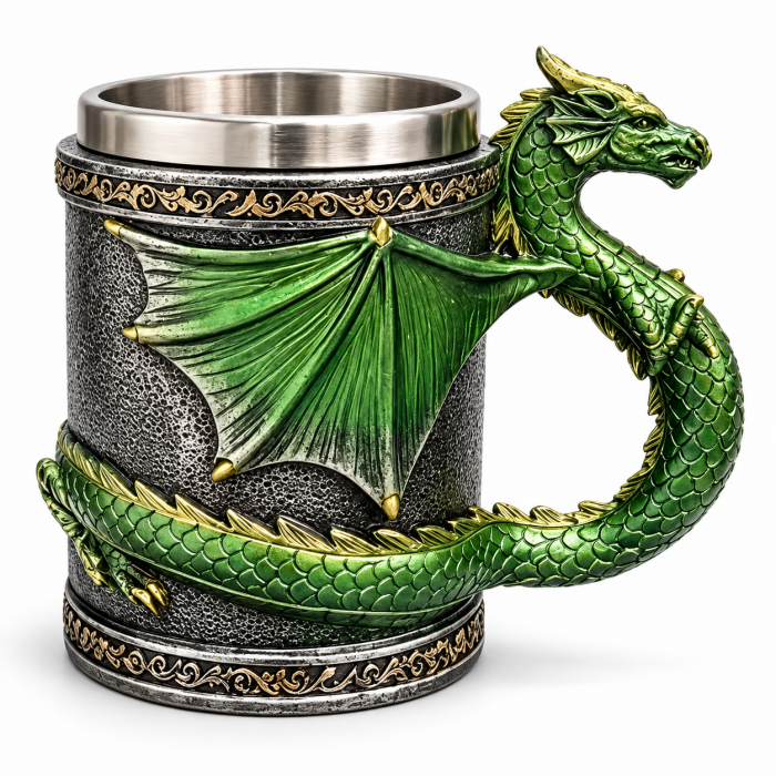 Κούπα Μεταλλική 500ml Polyresin Green Dragon ForHome 557001