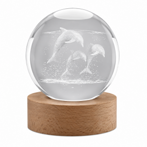 Διακοσμητικό Φωτιστικό Led Crystal Ball Dolphins 8x8x9cm General Trade 220206