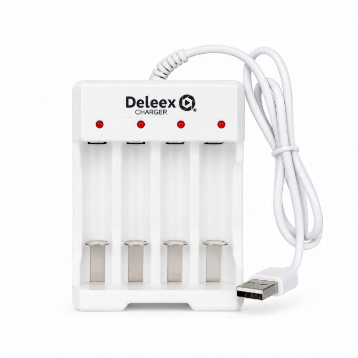 Φορτιστής Μπαταριών AA / AAA Deleex USB 4 Θέσεων