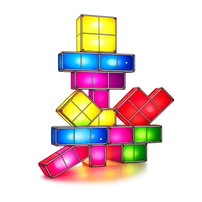 Φωτιστικό LED Tetris με 7 Τουβλάκια | Ρετρό Gaming Φωτιστικό