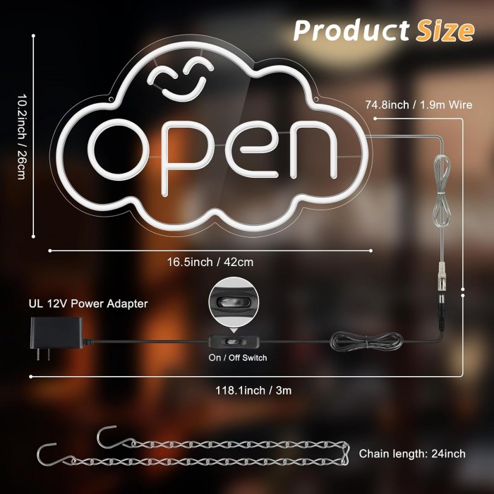 Φωτεινή Πινακίδα LED RGB OPEN 42x26cm