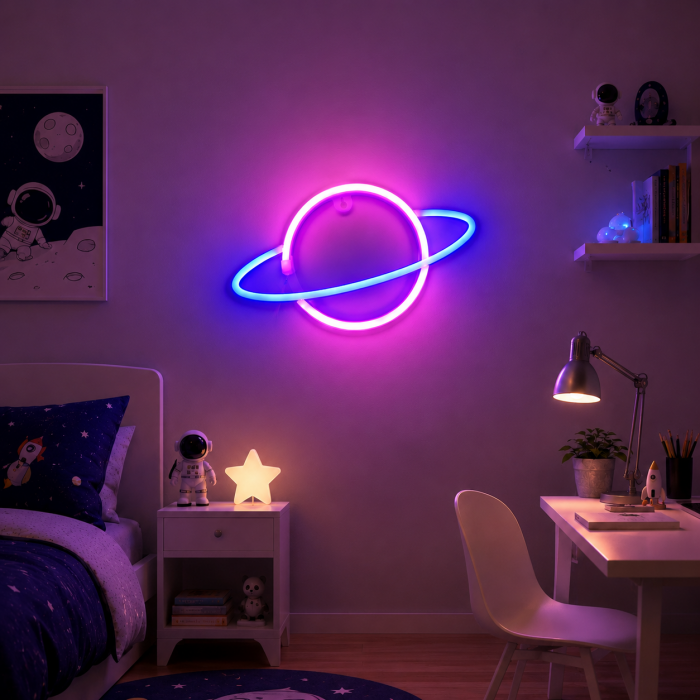 Διακοσμητικό φωτιστικό Saturn LED 30x18cm σε σχήμα πλανήτη