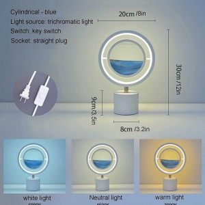 Φωτιστικό Επαναφορτιζόμενο Led Λευκό Round Glass Flowing Sand Frame 20x30cm General Trade 77894