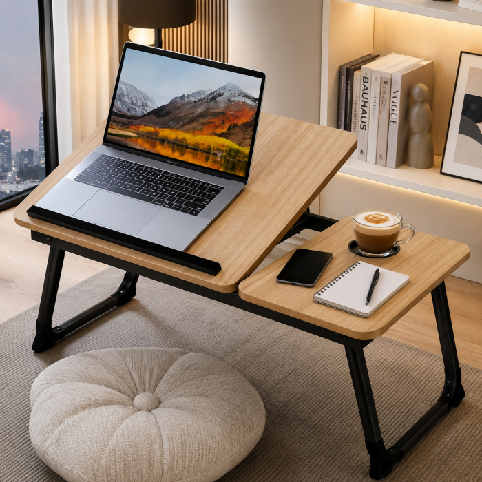 Πτυσσόμενο Τραπέζι Laptop με Ποτηροθήκη 56x33x24.5cm