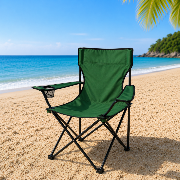 Καρέκλα Παραλίας Camping Πτυσσόμενη 80x50x80cm με Θήκη Ποτηριού