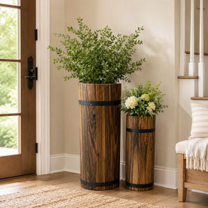 Διακοσμητικά Βάζα Δαπέδου Rustic Barrel Planter Duo 2 τεμαχίων Galifas 669405