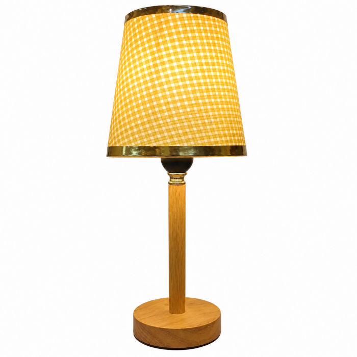 Επιτραπέζιο φωτιστικό Amber Grid E27 15x34cm με ξύλινη βάση