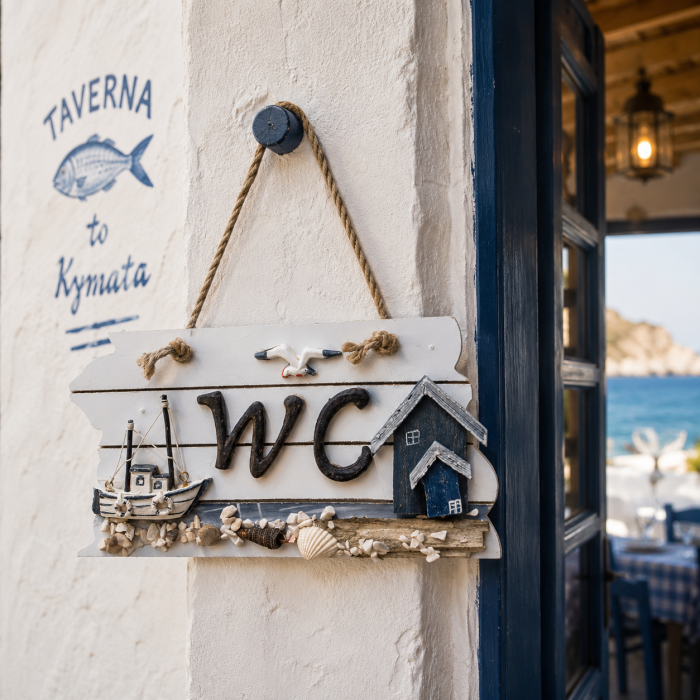Κρεμαστό ξύλινο διακοσμητικό πόρτας WC Seaside Nautical