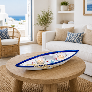 Κηροπήγιο Ξύλινα για Ρεσώ Seaside Boat Candle Holder 43x5x12cm Galifas