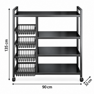Ραφιέρα Τρόλεϊ Μεταλλικό 4 θέσεων 90x32x135cm General Trade 44015