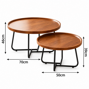 Βοηθητικό Τραπεζάκι Μεταλλικό Στρογγυλό Brown/Black 2 τεμαχίων General trade 449922