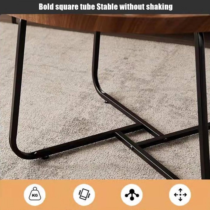 Σετ 2 στρογγυλά τραπεζάκια σαλονιού Brown Black με μεταλλική βάση