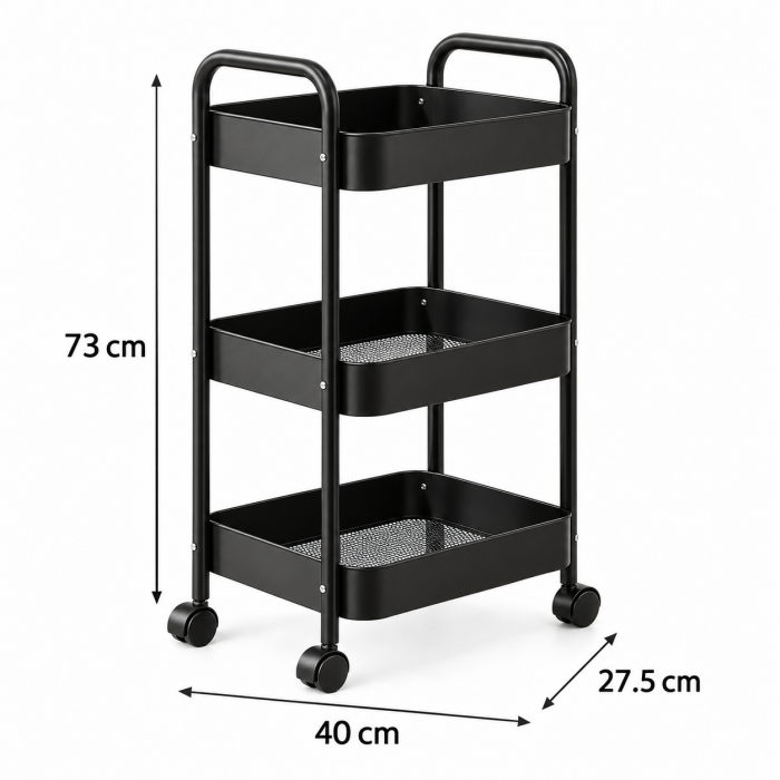 Τρόλεϊ Κουζίνας Μεταλλικό Μαύρο 40x27.5x73cm 
