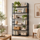 Μεταλλική ραφιέρα βιβλιοθήκη Denniz μαύρη 46x26x150cm