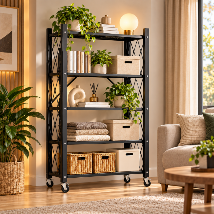 Ραφιέρα Μεταλλική 5 θέσεων με ρόδες 71x34x160cm