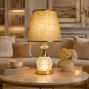 Φωτιστικό Επιτραπέζιο Μεταλλικό E27 Golden Crystal Aura Table Lamp 25x40cm General Trade 11453