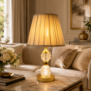 Φωτιστικό Επιτραπέζιο Μεταλλικό E27 Golden Crystal Radiance Table Lamp 25x41cm General Trade 11452
