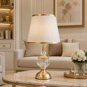Φωτιστικό Επιτραπέζιο Μεταλλικό E27 Golden Crystal Royale Table Lamp 25x42cm General Trade 11451