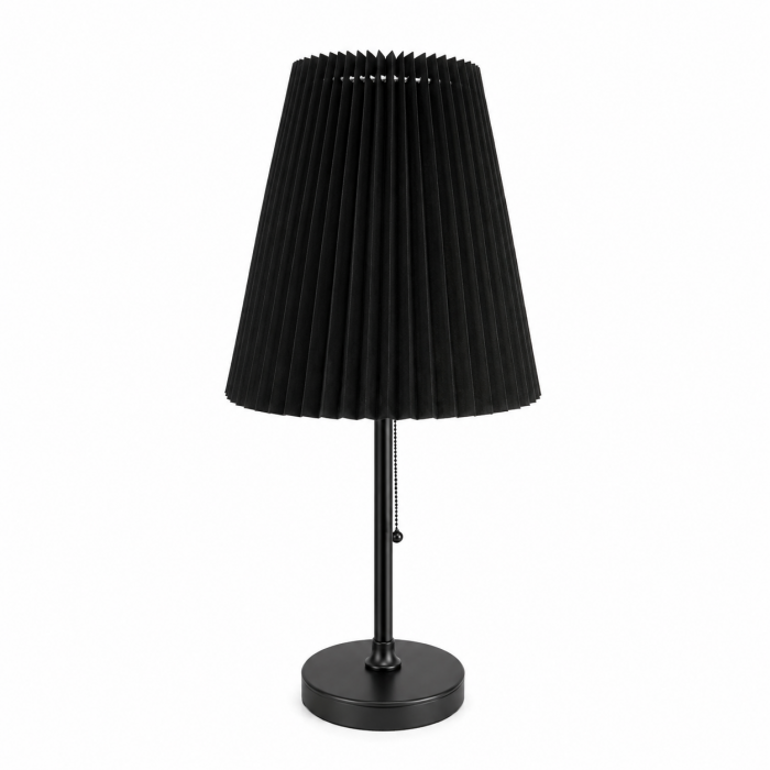 Μαύρο μεταλλικό επιτραπέζιο φωτιστικό E27 Midnight Pleat 23x49cm