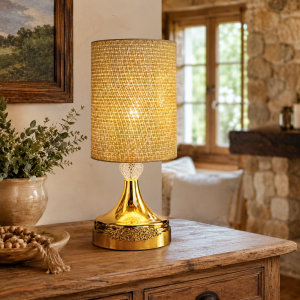 Φωτιστικό Επιτραπέζιο Μεταλλικό E27 Golden Weave Table Lamp 14x40cm General Trade 11435