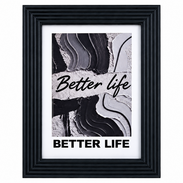Μαύρη ξύλινη κορνίζα φωτογραφιών Elegant Black Ribbed 15x20cm