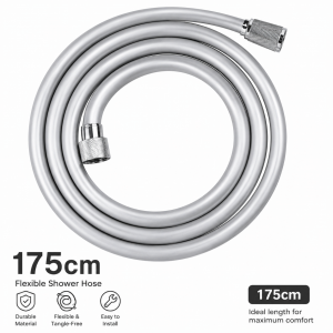 Σπιράλ Ντουζ PVC Flexible Silver Shower Hose 175cm Γκρι General Trade 432217