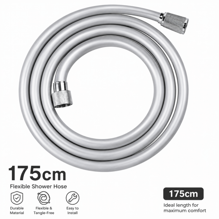 Σπιράλ ντους PVC Flexible Silver Shower Hose 175cm
