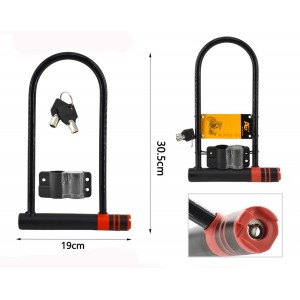 U-Type Heavy Duty Κλειδαριά Ποδηλάτου Πέταλο με Κλειδί Μαύρη 