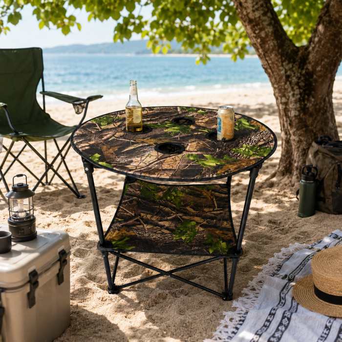 Πτυσσόμενο τραπέζι camping Colorful Parallax 60x60x70cm με θήκες ποτηριών