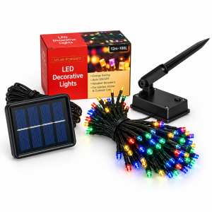 100 LED Ηλιακά Χριστουγεννιάτικα Λαμπάκια RGB Φωτισμού 12m Εξωτερικού Χώρου με Φωτοβολταϊκό Πάνελ General Trade 009202