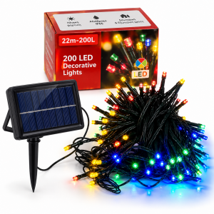 200 LED Ηλιακά Χριστουγεννιάτικα Λαμπάκια RGB Φωτισμού 22m Εξωτερικού Χώρου με Φωτοβολταϊκό Πάνελ General Trade 009203