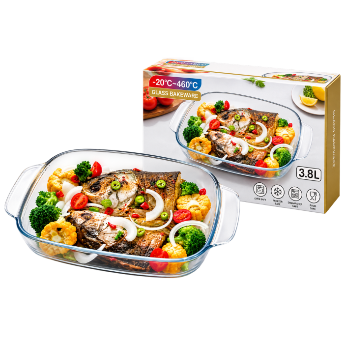 Πυρέξ γυάλινο 3.8lt Pyrex HomeBake Glass Roaster 38x25.3x6.5cm