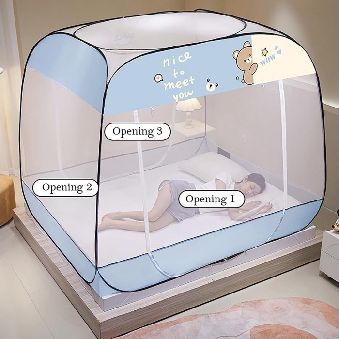 Κουνουπιέρα αναδυόμενη σκηνή pop up blue 150x200cm για παιδικό κρεβάτι