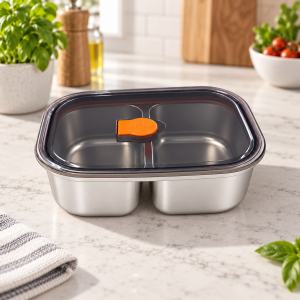 Φαγητοδοχείο Ανοξείδωτο Με Χώρισμα 750ml 22.5x15.5x6cm General Trade 81134