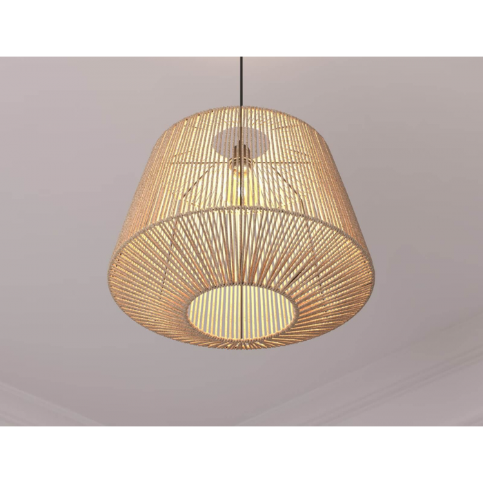 Φωτιστικό οροφής rattan Atmosphera Jily D48 σε boho εξοχικό σαλόνι