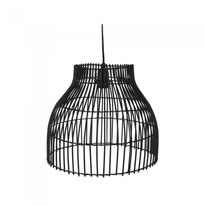 Μαύρο φωτιστικό οροφής bamboo 36x36x30cm σε ρουστίκ σαλόνι