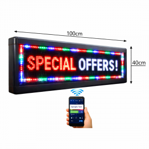 Κυλιόμενη Πινακίδα LED RGB με WiFi και USB Μονής Όψης Αδιάβροχη 100x40x11cm 