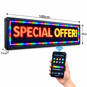 Κυλιόμενη Πινακίδα LED Διπλής Όψης RGB με WiFi και USB Αδιάβροχη 100x20x11cm