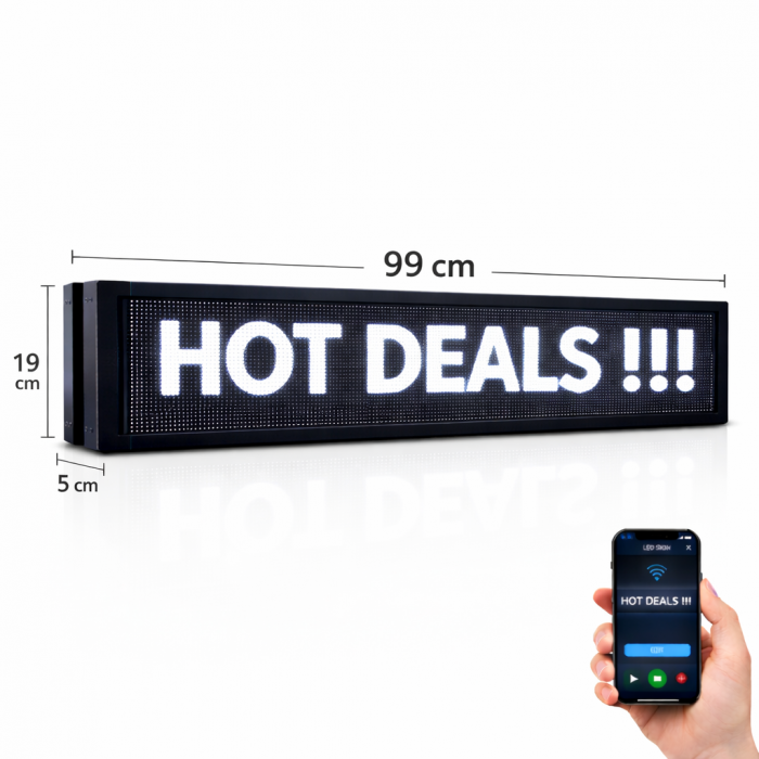 wifi κυλιόμενη πινακίδα led 99x19cm λευκή πινακίδα καταστήματος