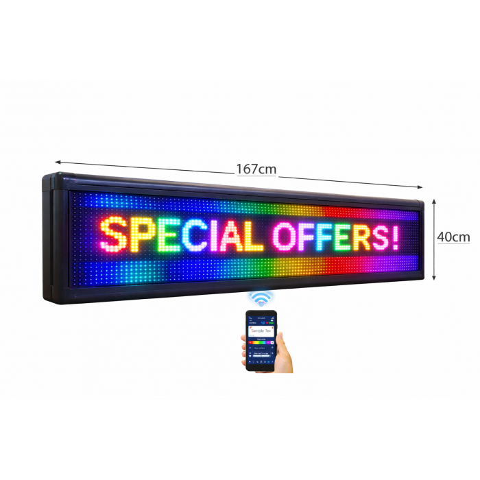 Κυλιόμενη Πινακίδα LED Μονής Όψης Αδιάβροχη SDS-8803 167x40cm RGB